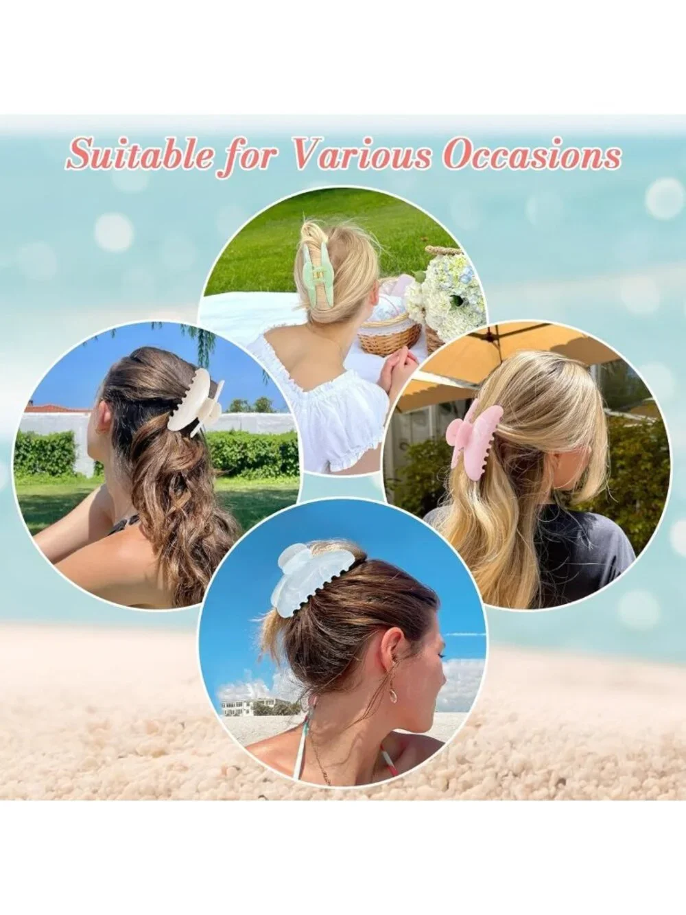 6 Pack Large Non-Slip Hair Claw Clips - Stylish Jaw Clips for Thick & Thin Hair